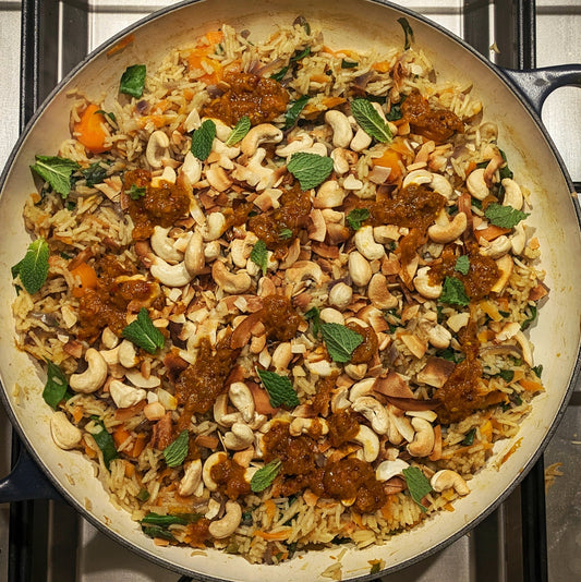 Charred Aubergine and Carrot Pilaf Rice