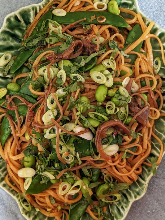 Cold Soba Summer Salad with Pickled Mushrooms