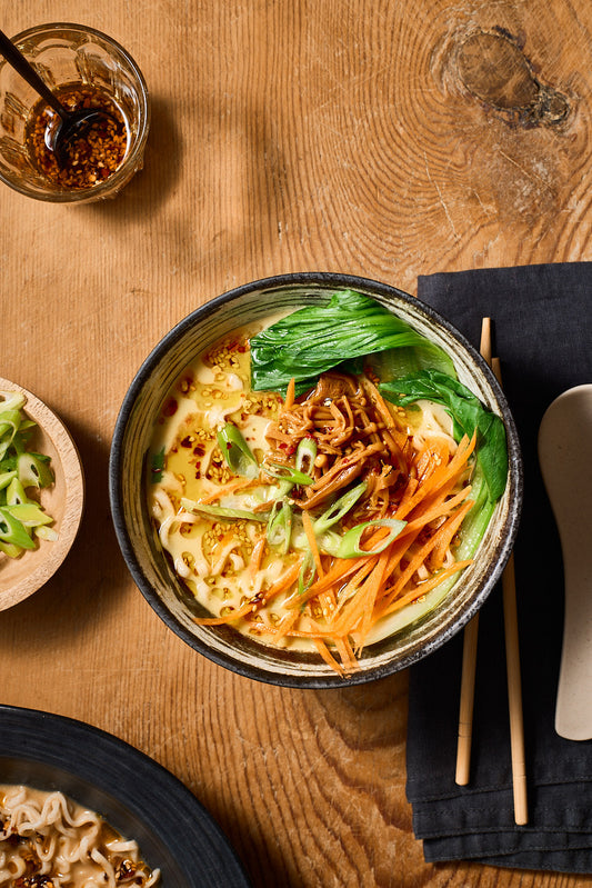XO Chicken Ramen with Pickled Mushrooms
